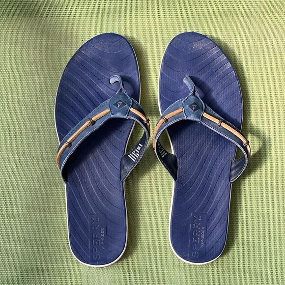 EUC WOMEN’S SIZE 9 SPERRY TOP-SIDER NAVY FLIP FLOPS - Picture 2 of 8
